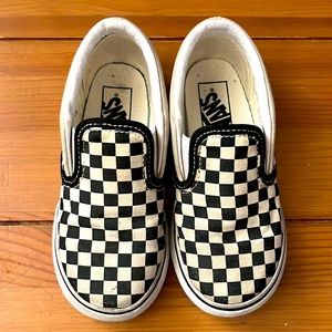 Black and white checkerboard Slip On Toddler Vans